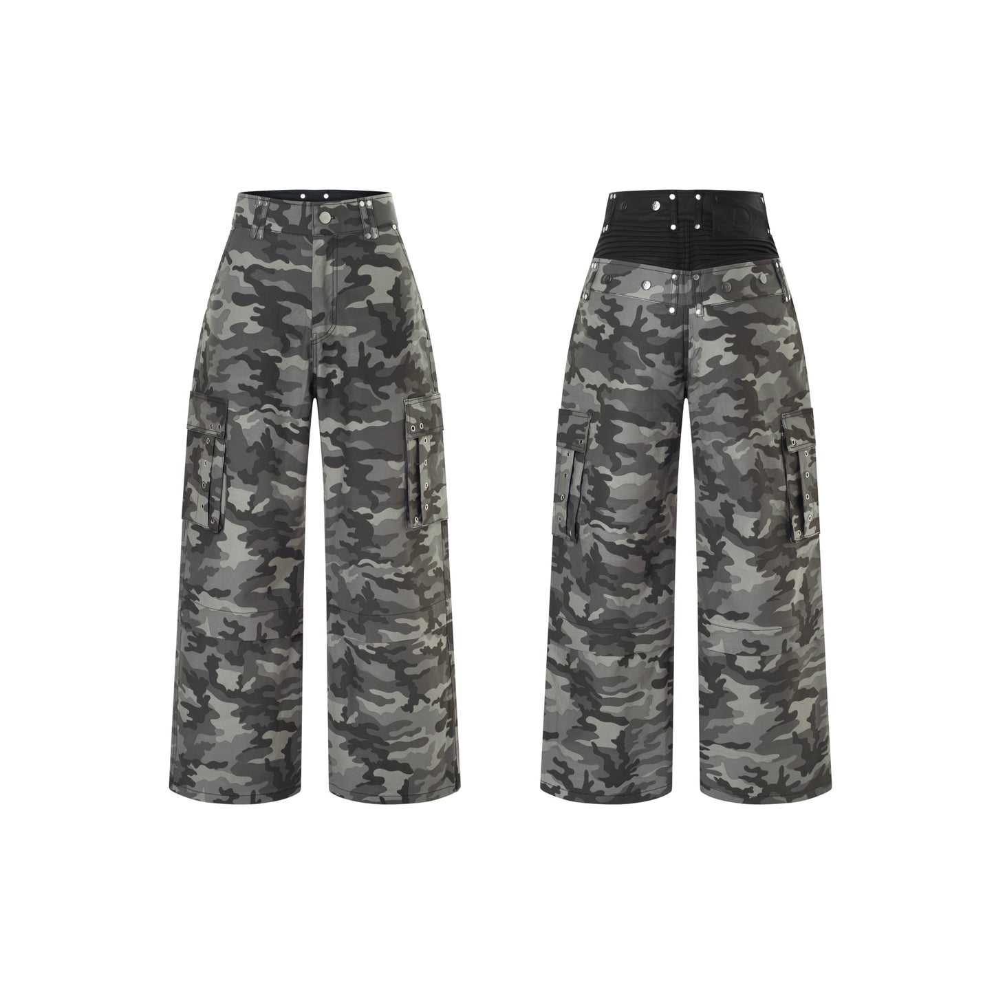 DIMOIR DOUBLE WAIST GRAY CAMO PANTS