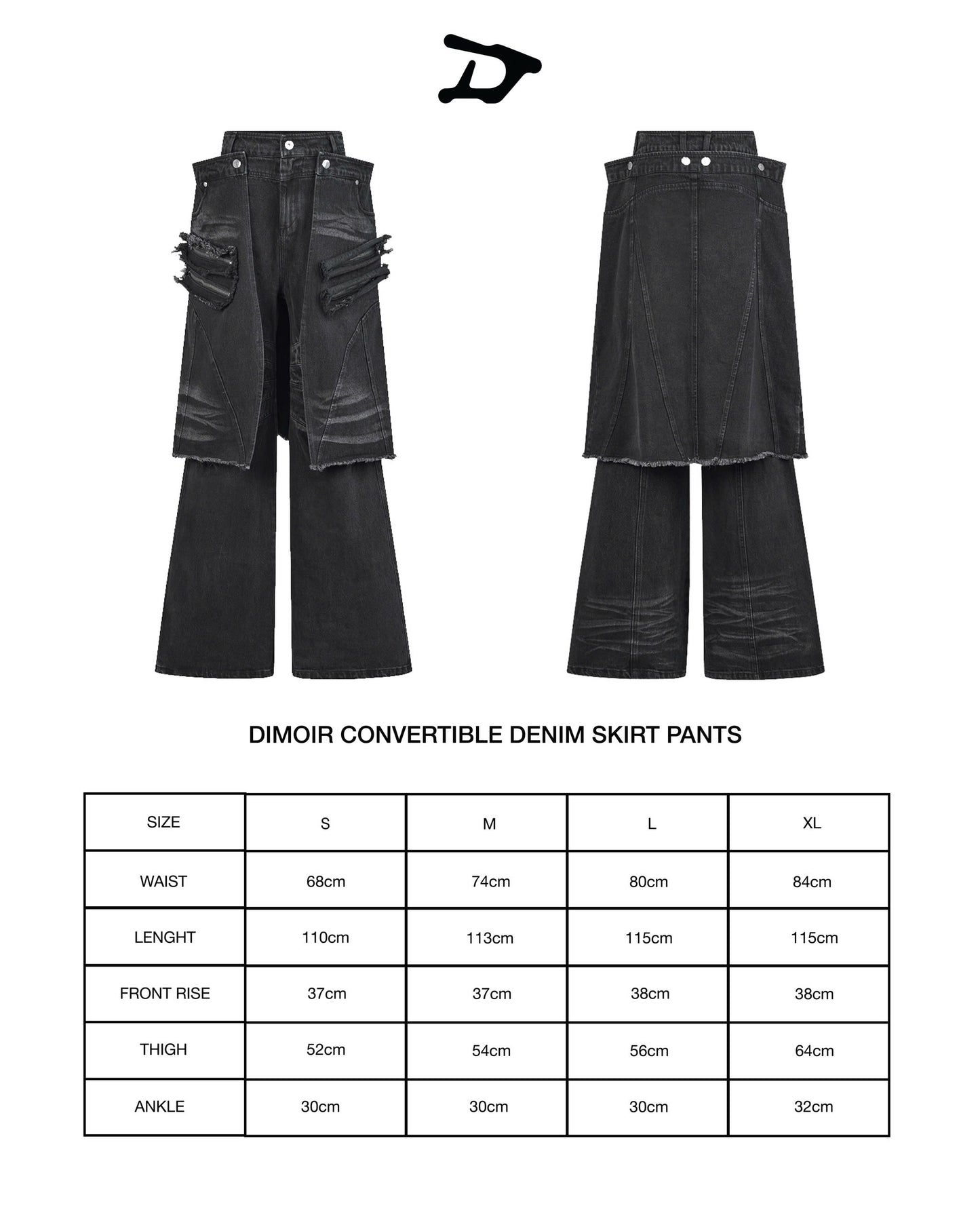 DIMOIR CONVERTIBLE DENIM SKIRT PANTS