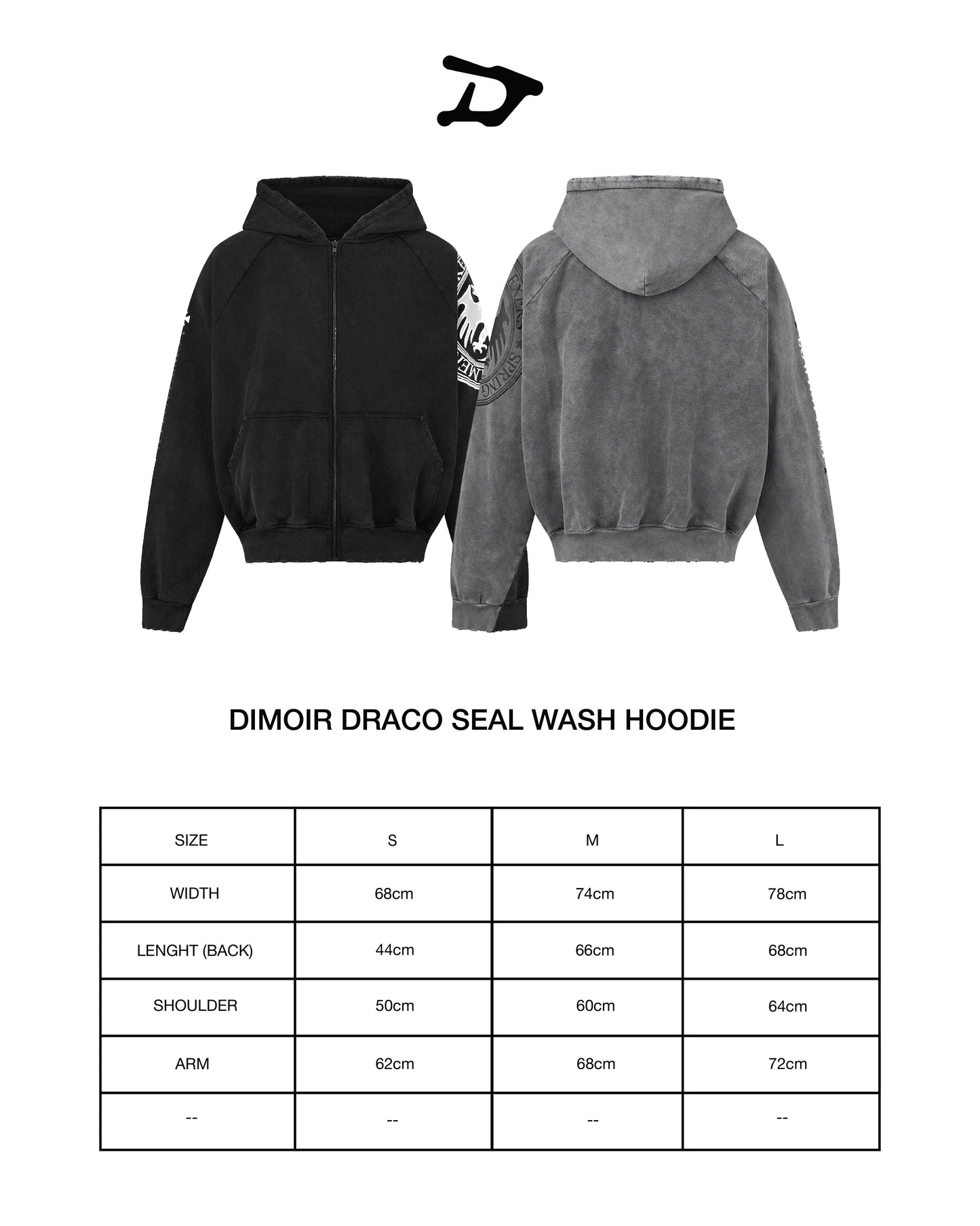 DIMOIR DRACO SEAL WASH BLACK HOODIE