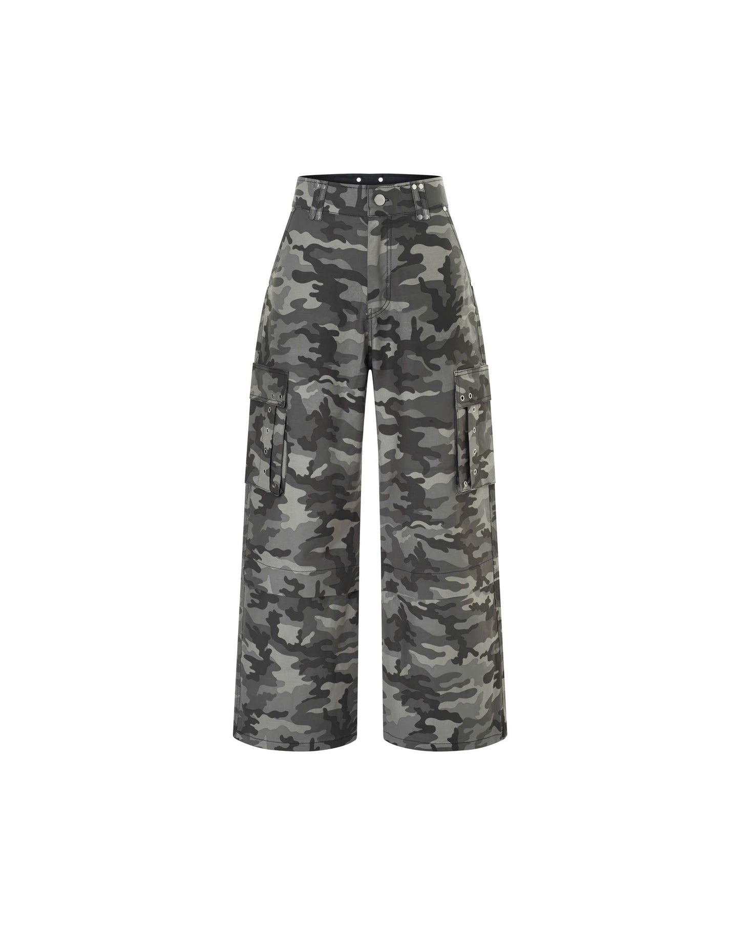 DIMOIR DOUBLE WAIST GRAY CAMO PANTS