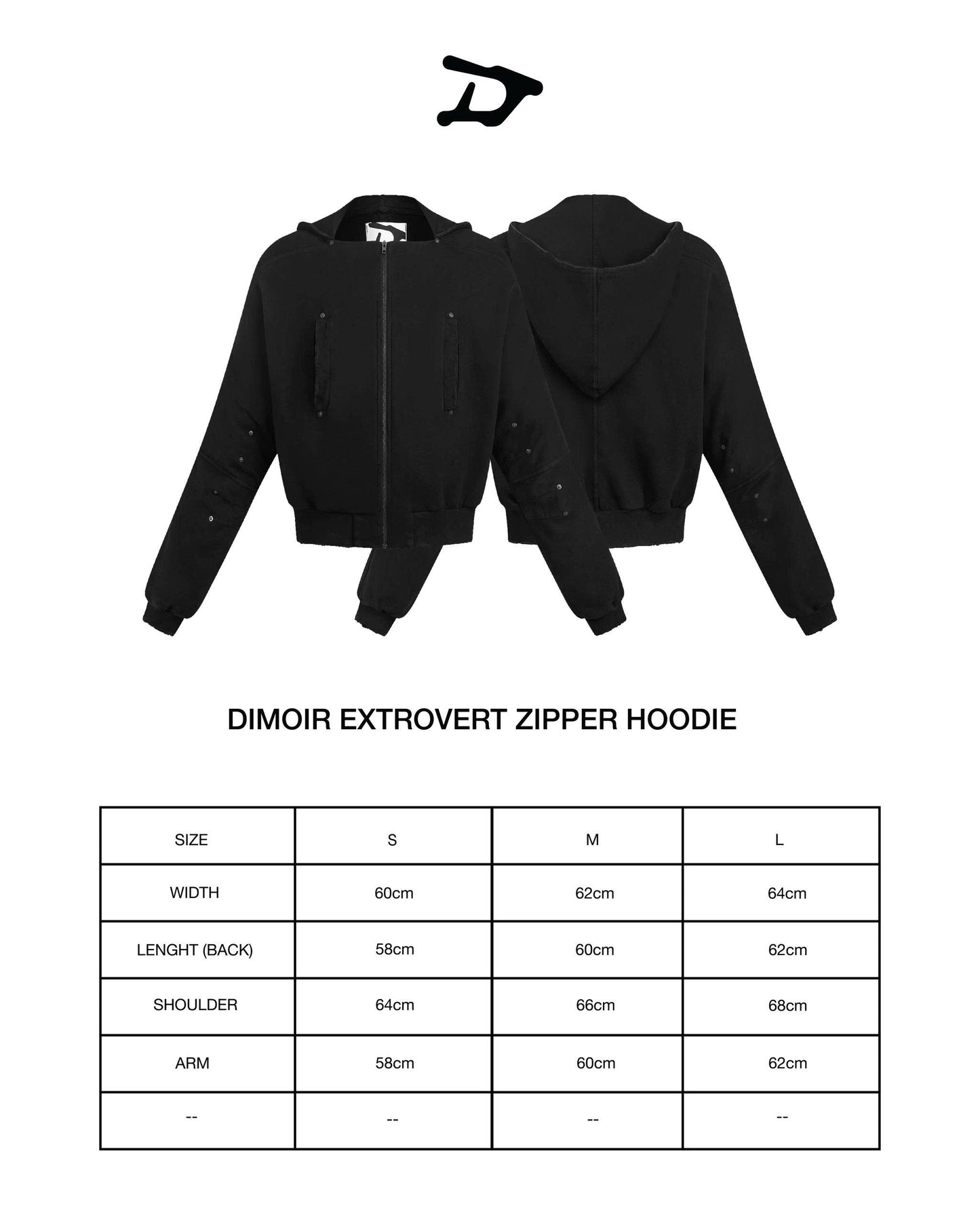 DIMOIR SLASHED CREW ZIPPER HOODIE