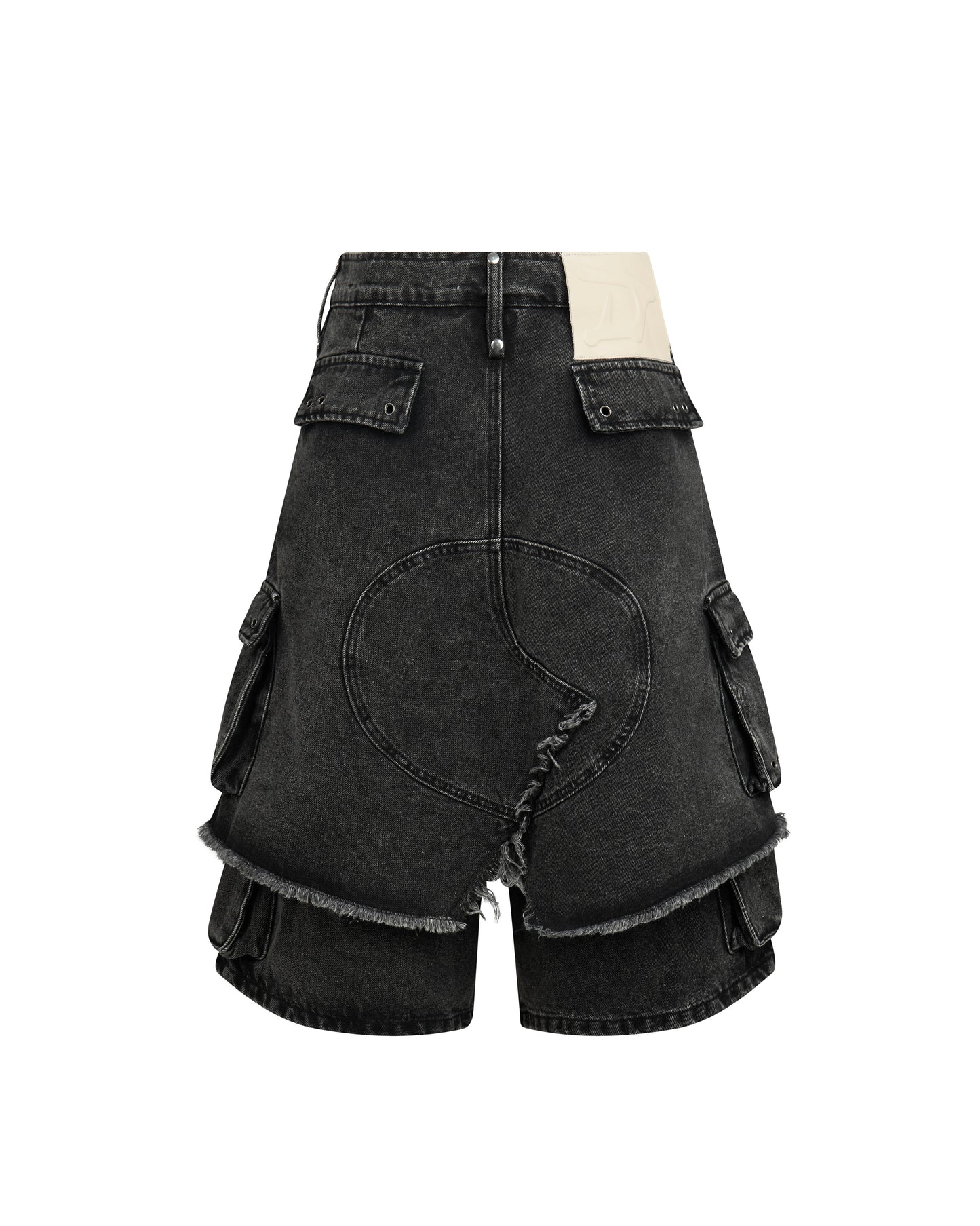 DIMOIR LAYERED GRAY WASH DENIM SHORTS