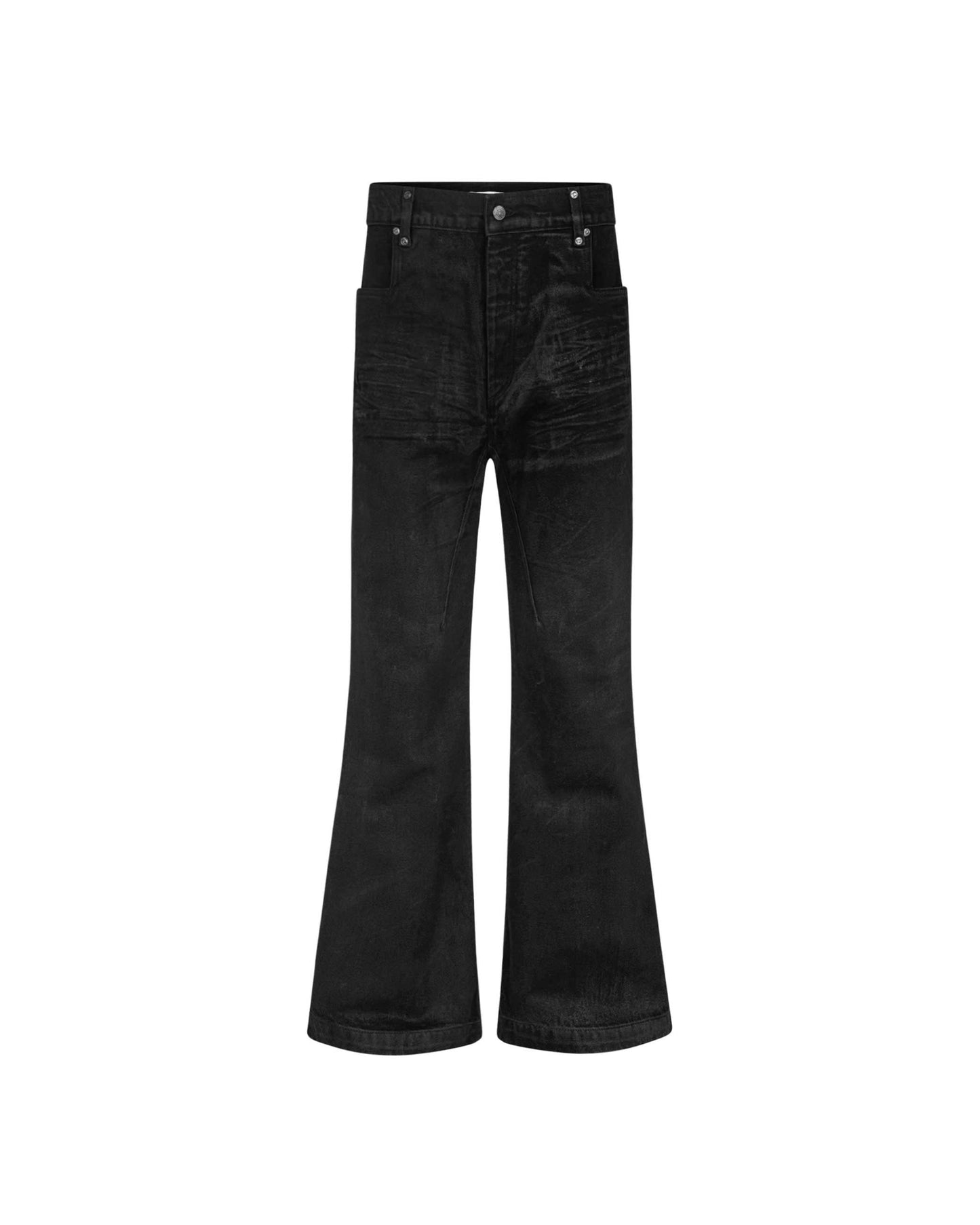 DIMOIR BLACK WAX FLARED DENIM PANTS