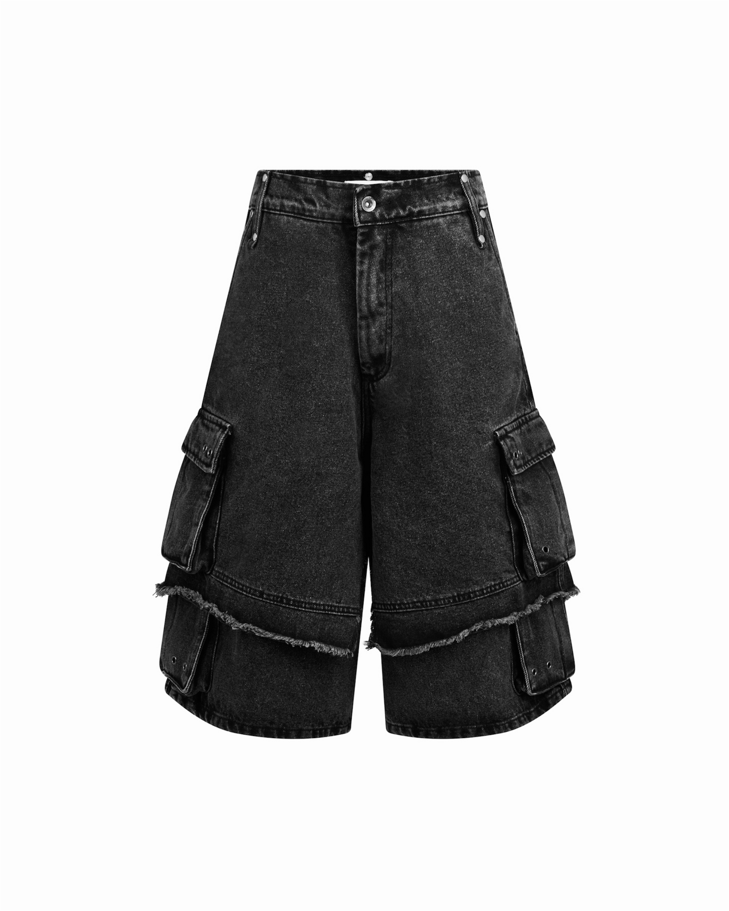 DIMOIR LAYERED GRAY WASH DENIM SHORTS