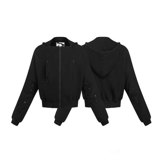 DIMOIR SLASHED CREW ZIPPER HOODIE