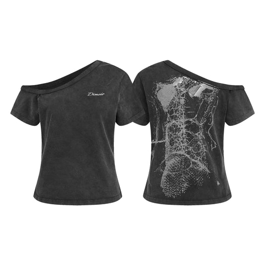 DIMOIR ASYMMETRIC CROP WASHED T-SHIRTS