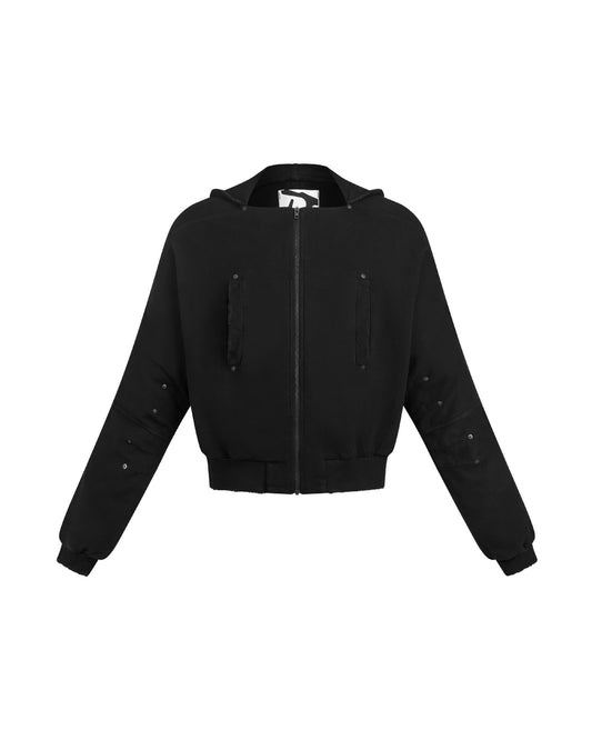 DIMOIR SLASED CREW ZIPPER HOODIE