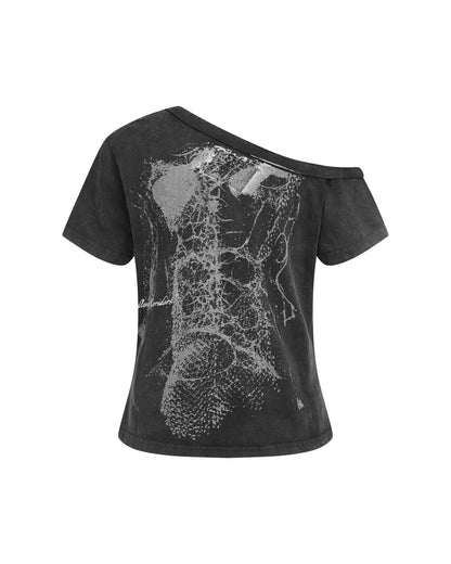 DIMOIR ASYMMETRIC CROP WASHED T-SHIRTS