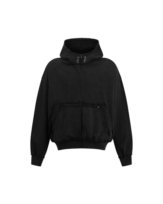 DIMOIR DOUBLE-BODY WASH BLACK HOODIE