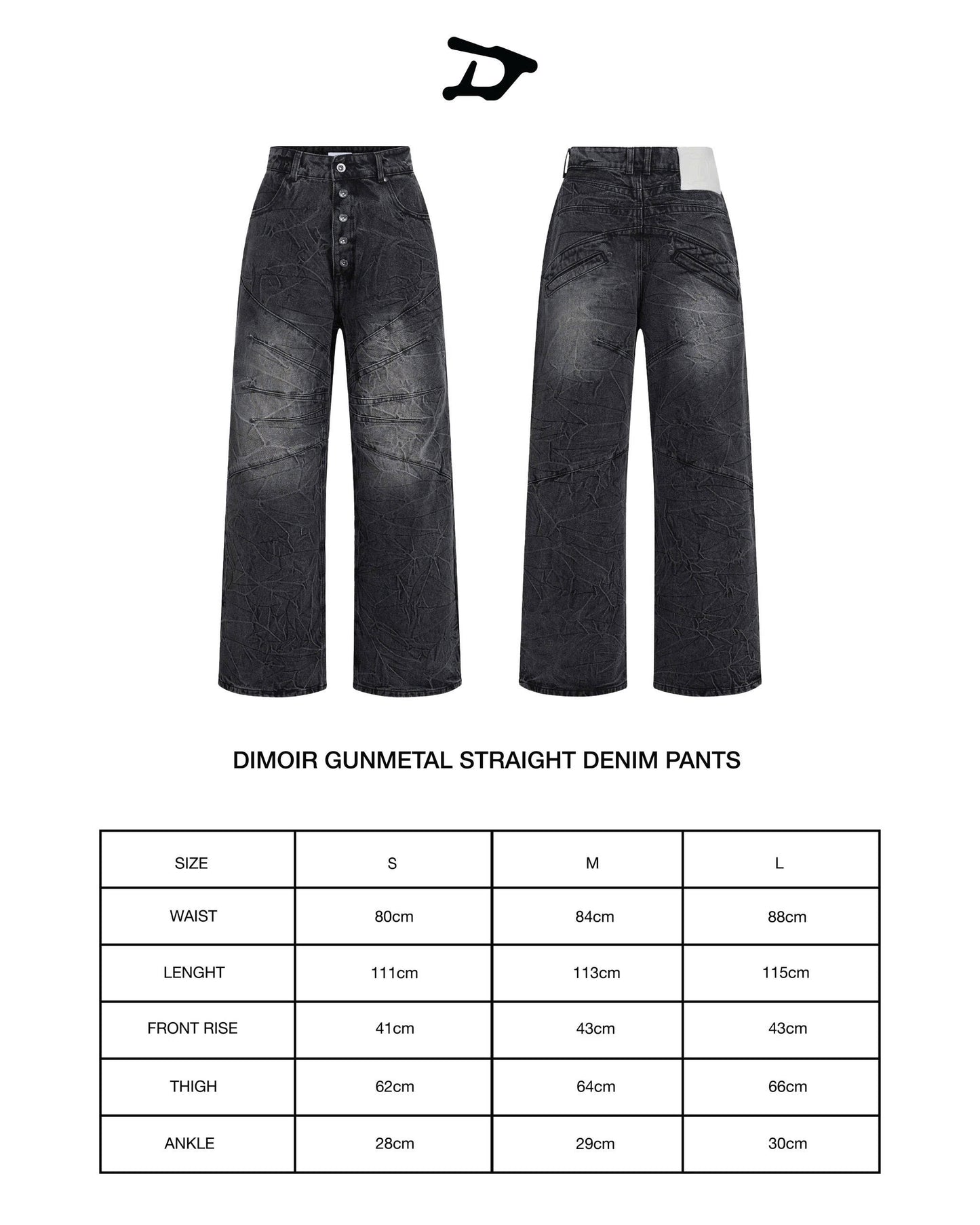 DIMOIR GUNMETAL STRAIGHT DENIM PANTS